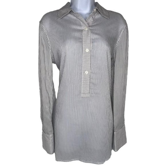 Max Studio Tops - Max Studio Women's White Black Striped Long Sleeve Button Down Size M